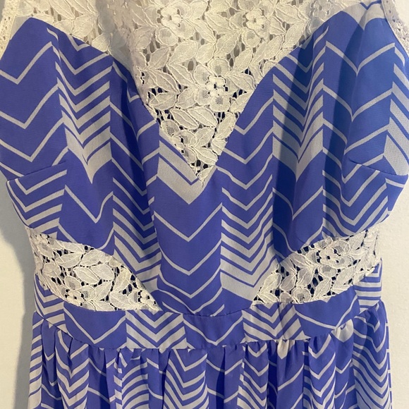 Blue/Lavender Dress with Lace Details - Picture 2 of 4
